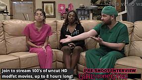 Doctor's New Scrubs Tease Big Tits Ass and Shaved Pussy Workout