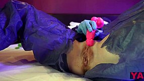 I jerk off watching colleague's big cock cum on my masked face