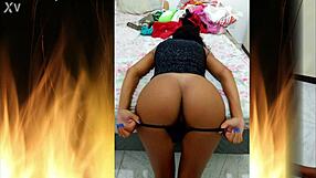 juicy rio brunette jade flashes her tight shaved pussy in fishnets for hubby