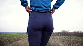 hey check this milf ass tease in tight yoga leggings from behind