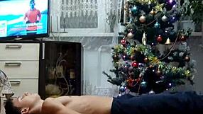 Skinny boy celebrates happy new year festivities