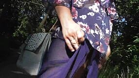 hairy mature flashes beaver upskirt in public park alladin pants