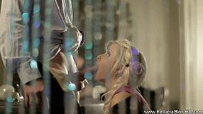 My heart races watching her intense german blowjob and handjob cumshot live