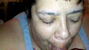 Fat wifey gulps down my throbbing cock deep!