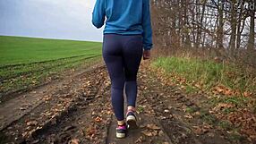 hey check this milf ass tease in tight yoga leggings from behind