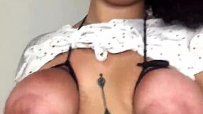 wanna spank these huge natural tits while she gags on cock?