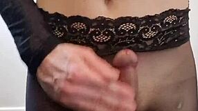 WOW, Big Tranny Cock Explodes Cum In Pantyhose!