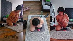 wanna see my fat latina milf ass shake bending over stretching naked yoga gym cam?