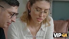 blonde nerd rims euro ass on sofa in fetish play