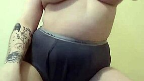 Chubby yoga slut teases big ass pussy lips then rides dildo twerking