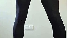 WOW, Big Tranny Cock Explodes Cum In Pantyhose!