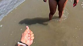 Old cuckold couple risks public beach exposure with hairy wife recognized by strangers