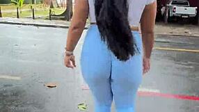 Morning Walk in Tight Leggings Teases Amateur Brunette Wife's Ass POV Solo Sensuality