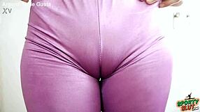 ever seen such perfect thong cameltoe in tight spandex ass?