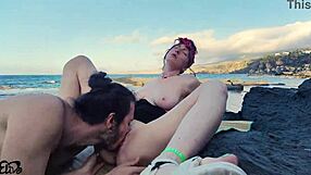 in a secret paradise corner he licks her pussy then fucks her hard