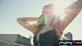 petite blonde milf olivia preston strips outdoors showing natural tits pussy