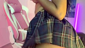 Skipping class to tease her pretty latina ass and pussy on live webcam show