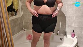 hey check out this horny milf wife masturbating her wet tits in bubbly tub