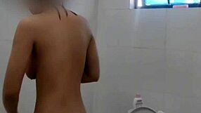 Pinay babe teases her shower show in the bathroom right before heading to work!