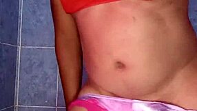 Satin pantyhose lingerie model dances sexy stripping bra panties tight mexican body