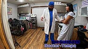 Dr Tampa Gives Petite Tattoo Nurse Zombae Rough Physical Exam with Glove Fetish Spreading
