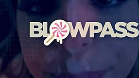 Blonde busty babe takes sloppy deepthroat face fuck from pov angle