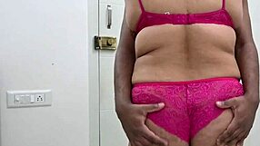 Swaying huge ebony ass in bikini tempts handjob for hubby's monster cock