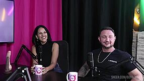 hot busty babes suck cock then fuck wet on sheer red with bruna carlos