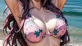 Shirley Asian Model Poses in Stylish Bikini Lingerie Gracefully