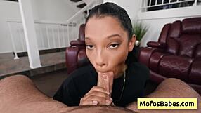 Eden west's busty ebony teen deepthroats huge white cock then gets shaved black pussy pounded hard