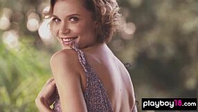 Busty Russian Blonde Oksana Chucha Strips Nude Outdoors