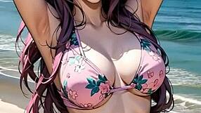 Shirley Asian Model Poses in Stylish Bikini Lingerie Gracefully