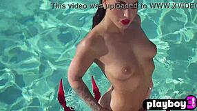 Glamorous milf emily rinaudo slowly strips lingerie revealing huge natural tits and bubble ass