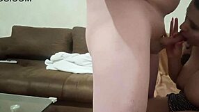 This teen sneaks a deepthroat and titsjob on old man's throbbing hard dick