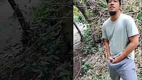 chubby asian gives outdoor pov blowjob creampie in tight wet pussy