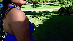 Venezuelan housewife slut flashes big ass outdoors at medellin camp humiliating cuckold husband