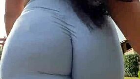 Morning Walk in Tight Leggings Teases Amateur Brunette Wife's Ass POV Solo Sensuality