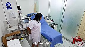 peruvian milf's fat tits spill from lingerie as doctor barebacks her submissive pussy quick and deep