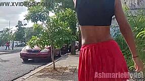 Hairy Pussy Flashes Legs in Public Miniskirt Upskirt Action