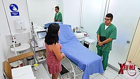 peruvian milf's fat tits spill from lingerie as doctor barebacks her submissive pussy quick and deep