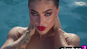 Glamorous milf emily rinaudo slowly strips lingerie revealing huge natural tits and bubble ass