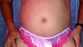 Satin pantyhose lingerie model dances sexy stripping bra panties tight mexican body