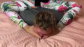 asian mistress goddess crushes slave with brutal barefoot feet wrestling domination hold