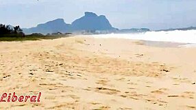 Showing off micro bikini to guys on rio beach