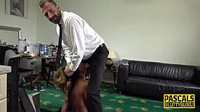 submissive milf anally pounded hard in rough group bdsm session