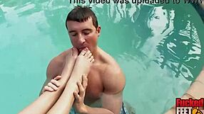 Natalie Heart's feet milking Philly Johns' hard cock?