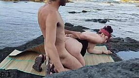 in a secret paradise corner he licks her pussy then fucks her hard