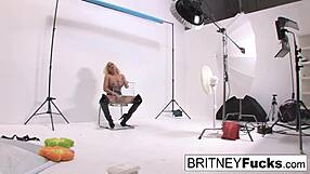 Sexy blonde pornstar big tits photoshoot turns hot as she fingers shaved pussy and ass in masturbation frenzy