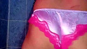 Satin pantyhose lingerie model dances sexy stripping bra panties tight mexican body