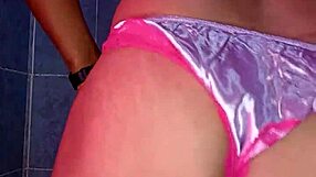 Satin pantyhose lingerie model dances sexy stripping bra panties tight mexican body